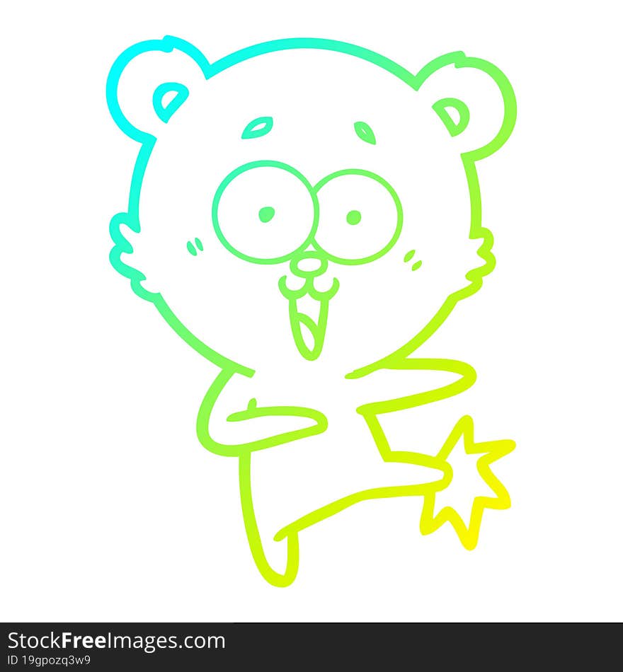 Cold Gradient Line Drawing Laughing Teddy  Bear Cartoon