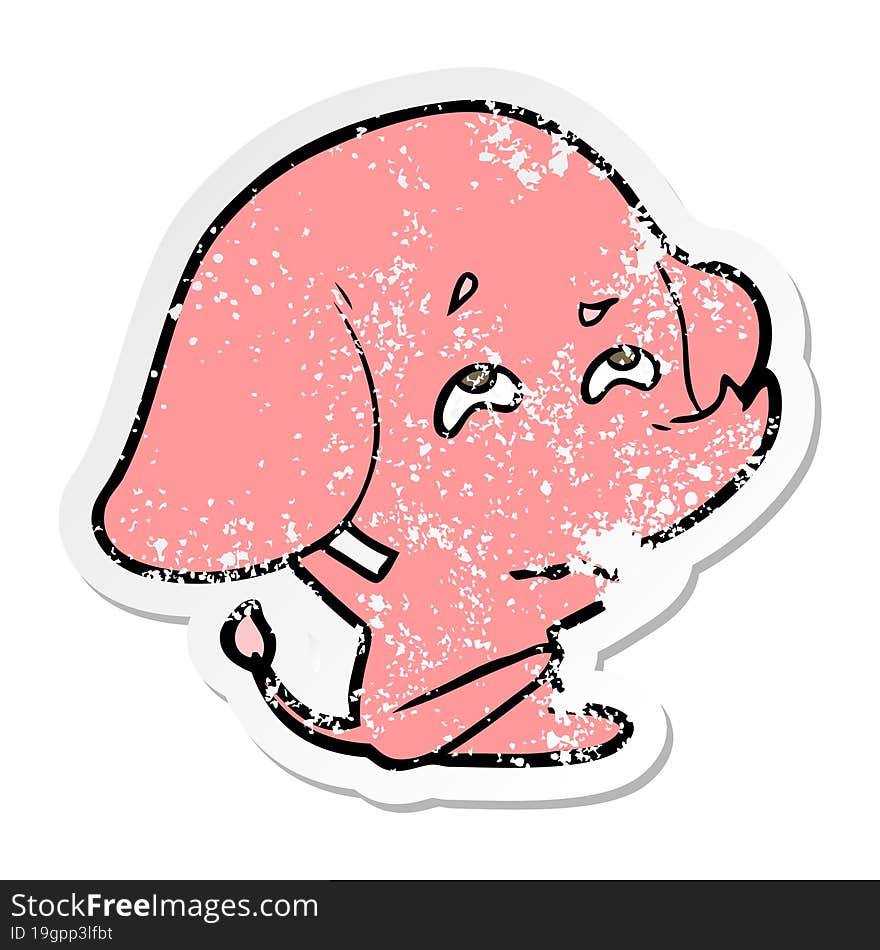 Distressed Sticker Of A Cartoon Elephant Remembering