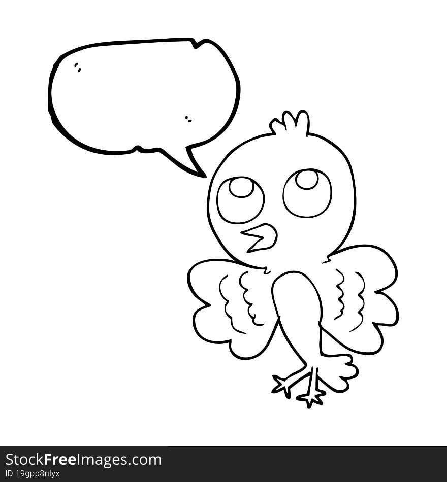 freehand drawn speech bubble cartoon bird