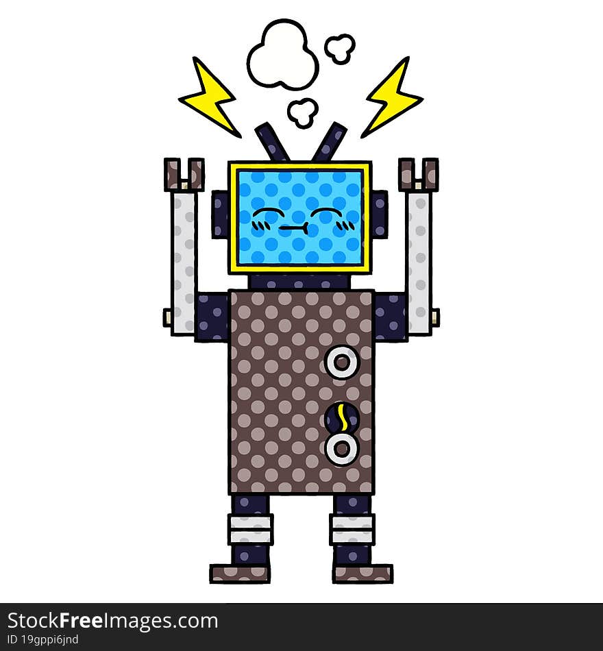 Comic Book Style Cartoon Robot