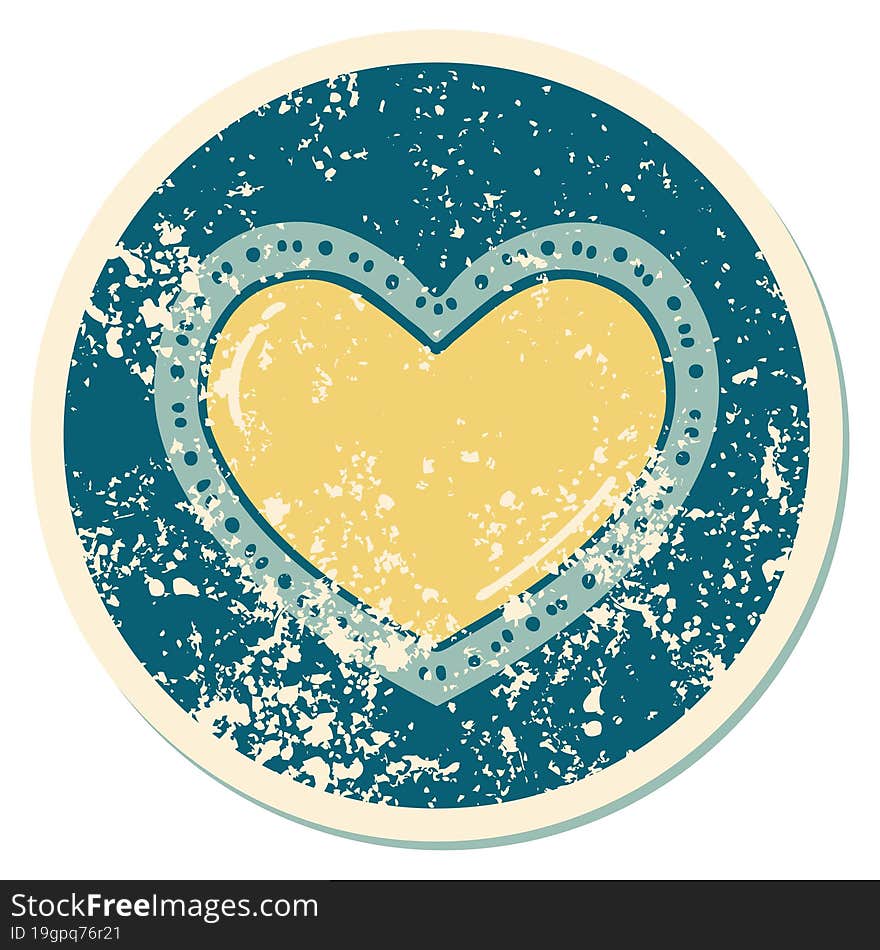 Distressed Sticker Tattoo Style Icon Of A Heart