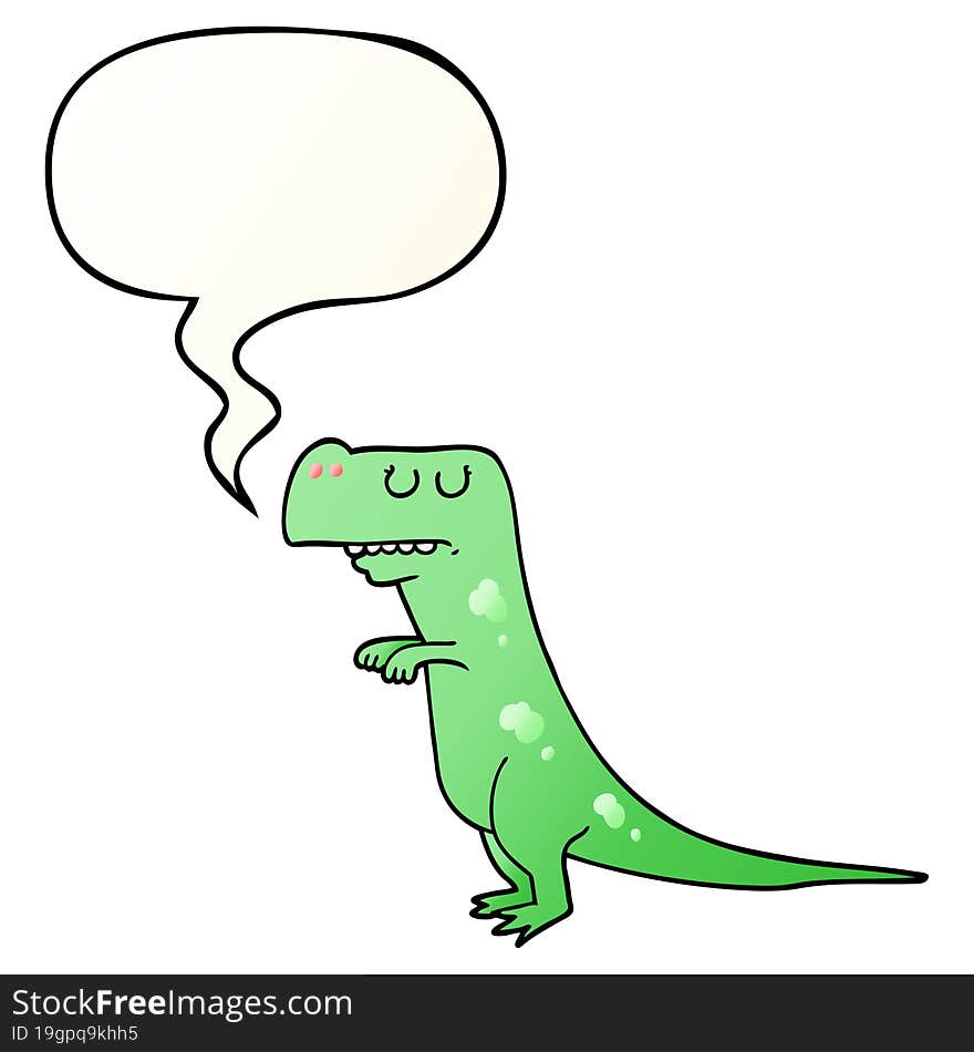 cartoon dinosaur and speech bubble in smooth gradient style