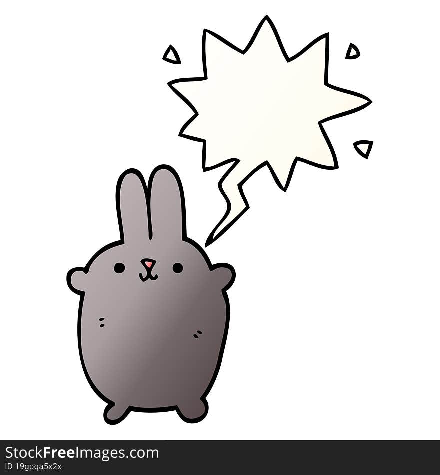 Cartoon Rabbit And Speech Bubble In Smooth Gradient Style