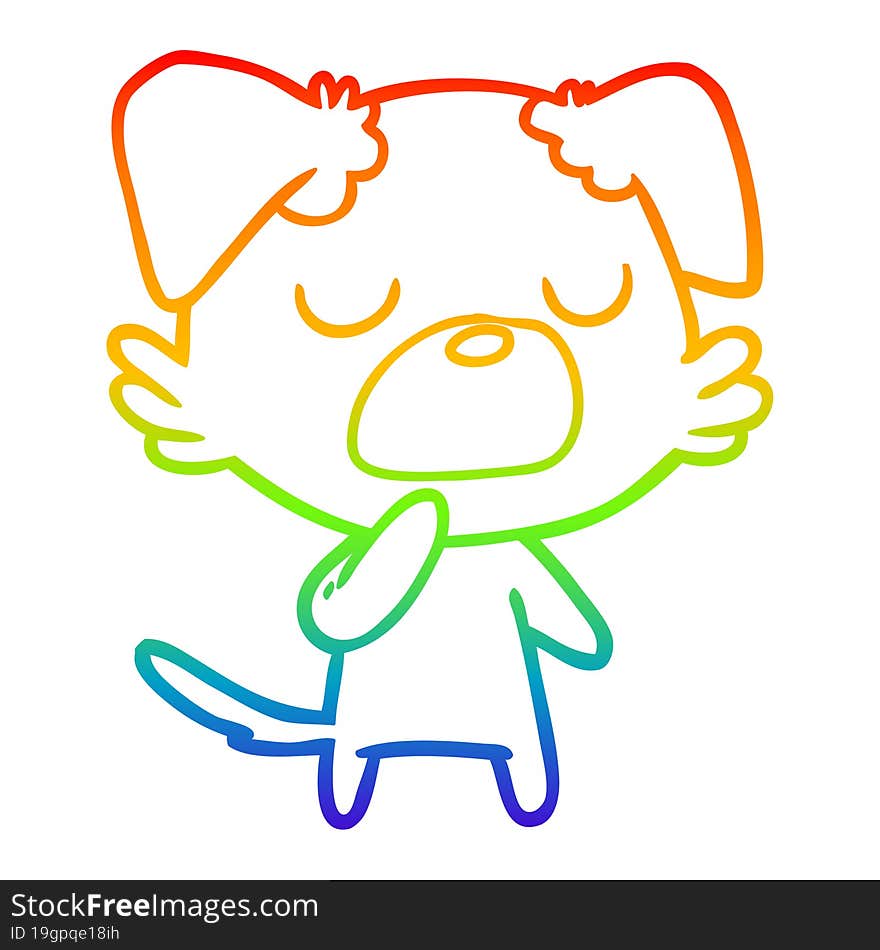 Rainbow Gradient Line Drawing Cartoon Dog