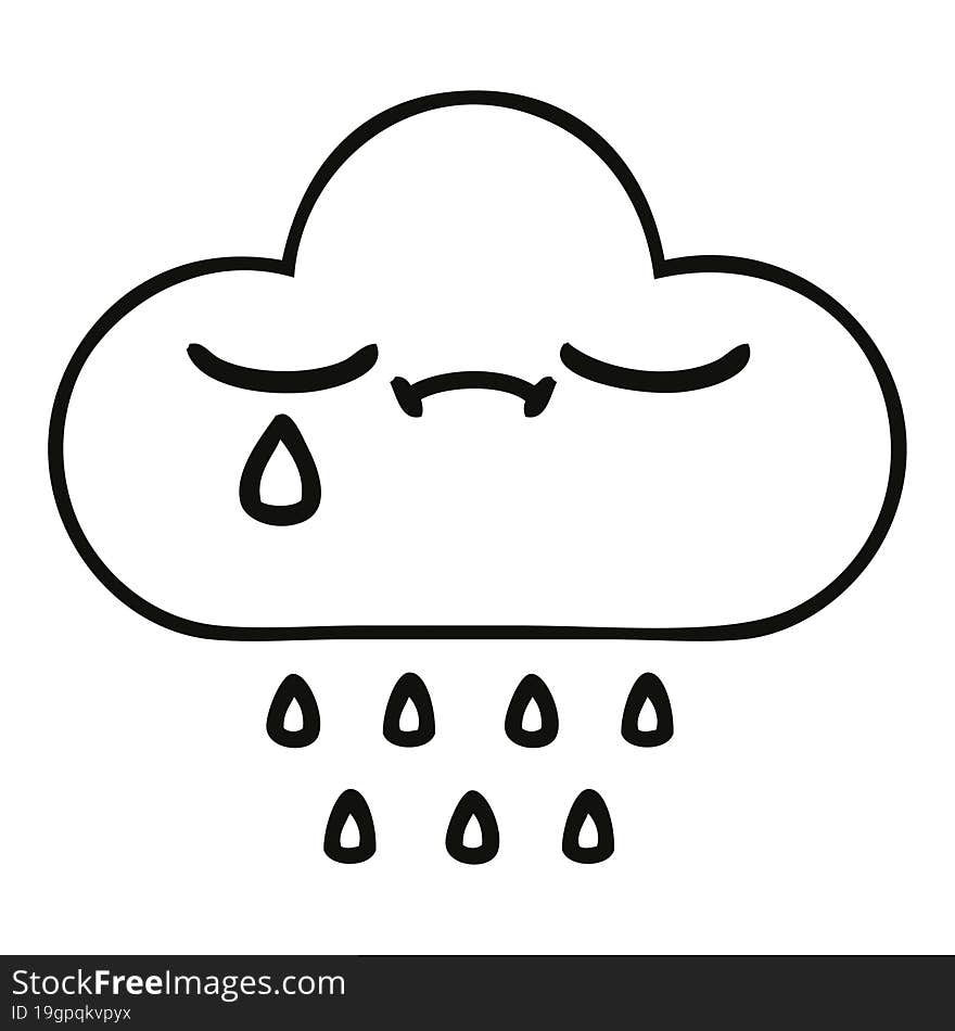 line drawing cartoon storm rain cloud