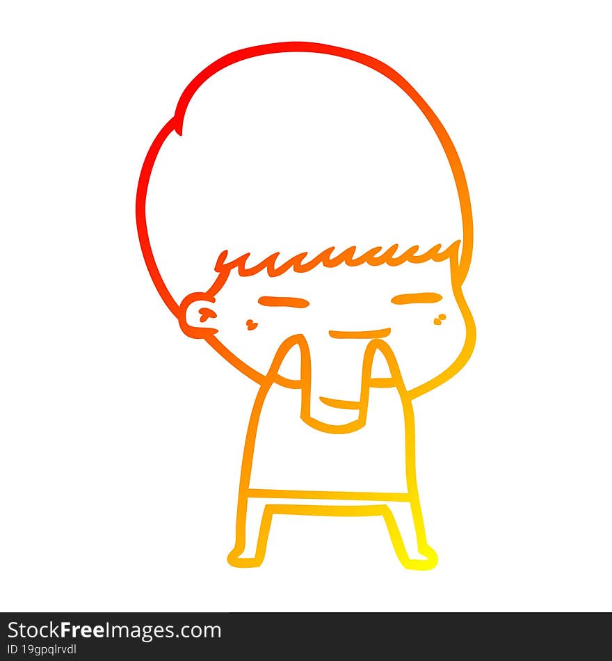 warm gradient line drawing cartoon smug boy