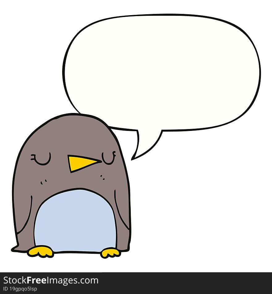 cartoon penguin and speech bubble