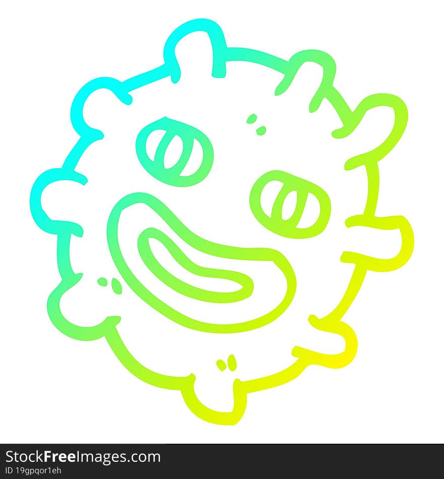 cold gradient line drawing cartoon funny germ