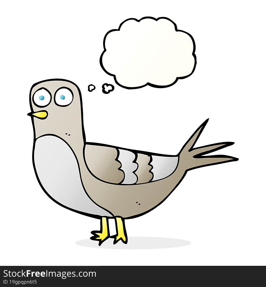 freehand drawn thought bubble cartoon pigeon