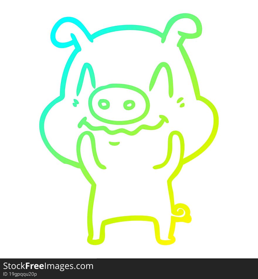 Cold Gradient Line Drawing Nervous Cartoon Pig