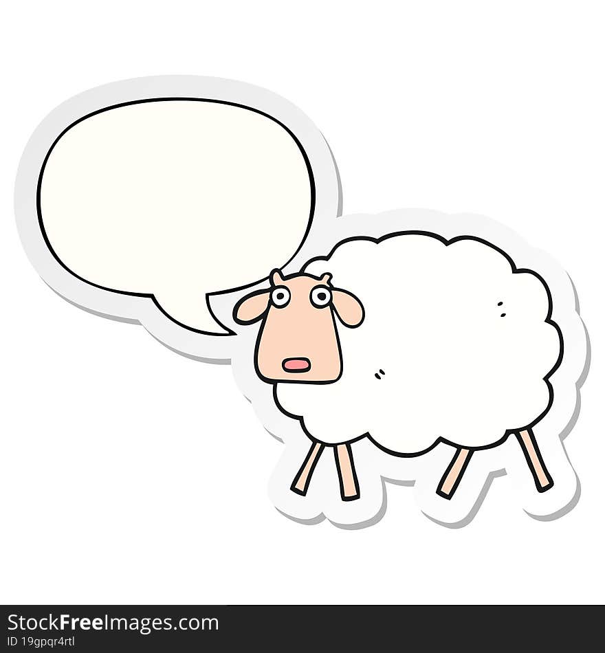 cartoon sheep and speech bubble sticker