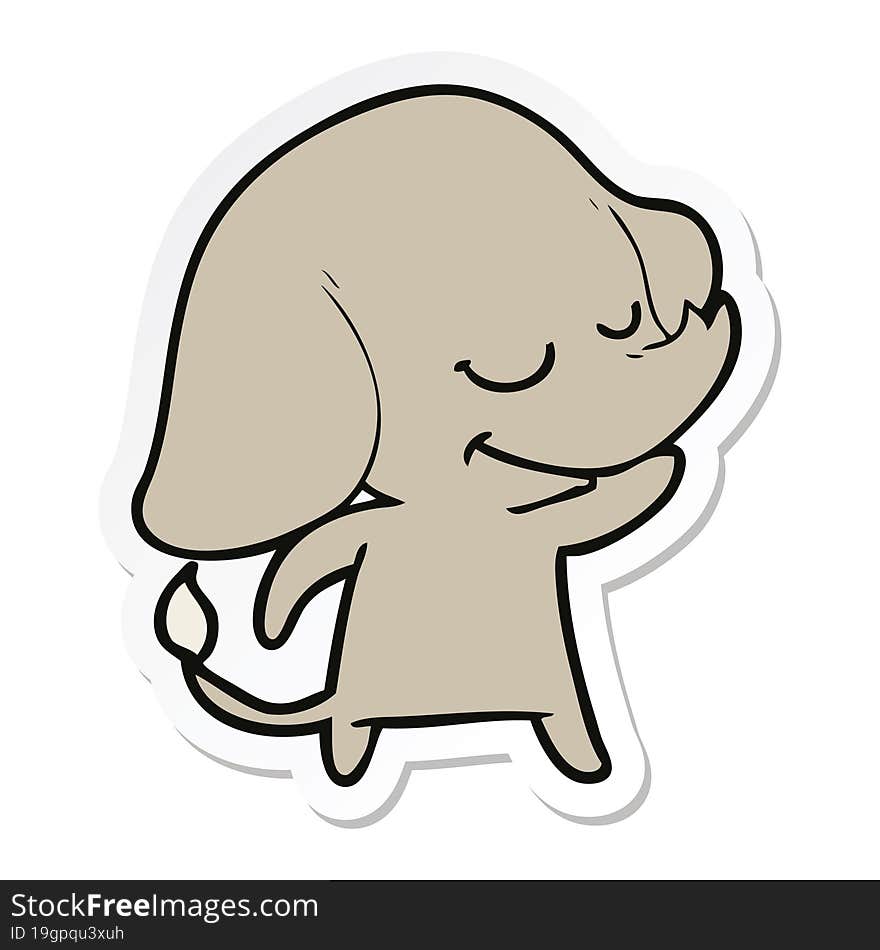 sticker of a cartoon smiling elephant