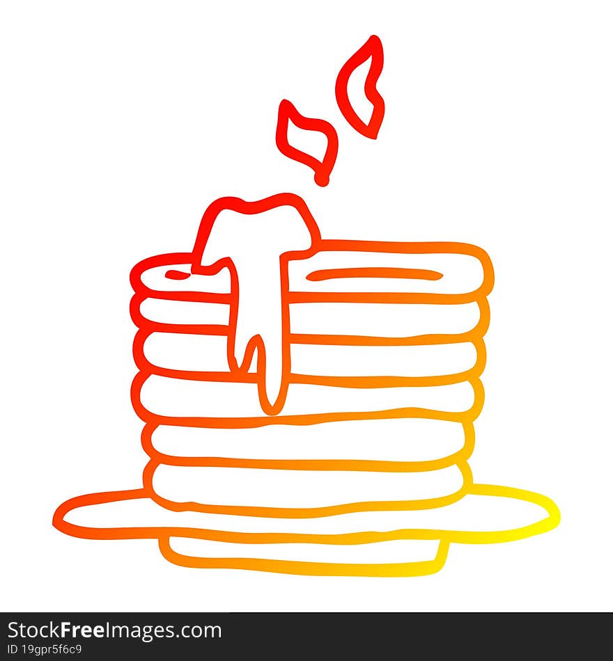 warm gradient line drawing cartoon stack of pancakes