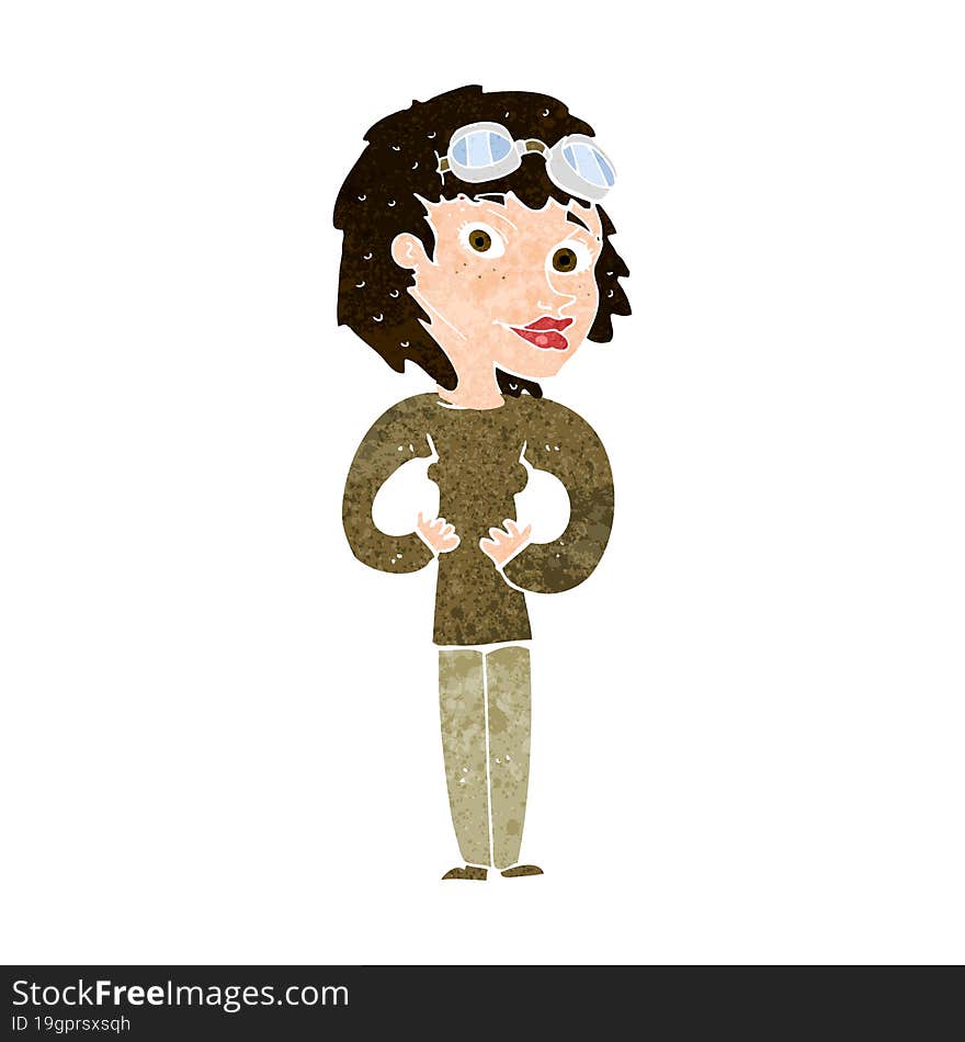 cartoon aviator woman