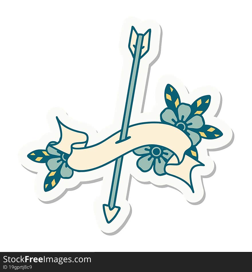 Tattoo Sticker With Banner Of An Arrow