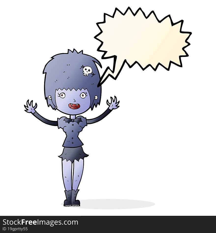 Cartoon Vampire Girl With Speech Bubble