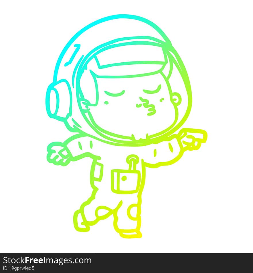 cold gradient line drawing cartoon confident astronaut