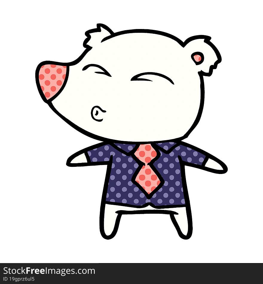 polar bear in shirt and tie cartoon. polar bear in shirt and tie cartoon