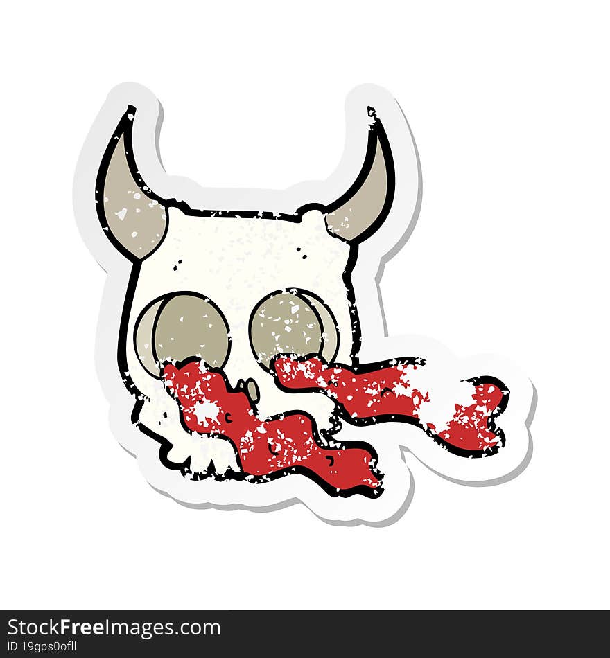 retro distressed sticker of a cartoon halloween skull