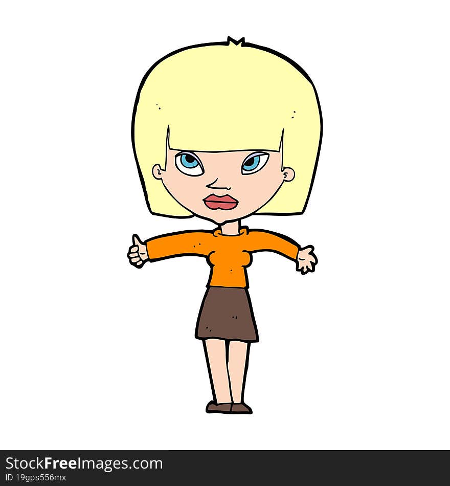 cartoon woman giving thumbs up symbol