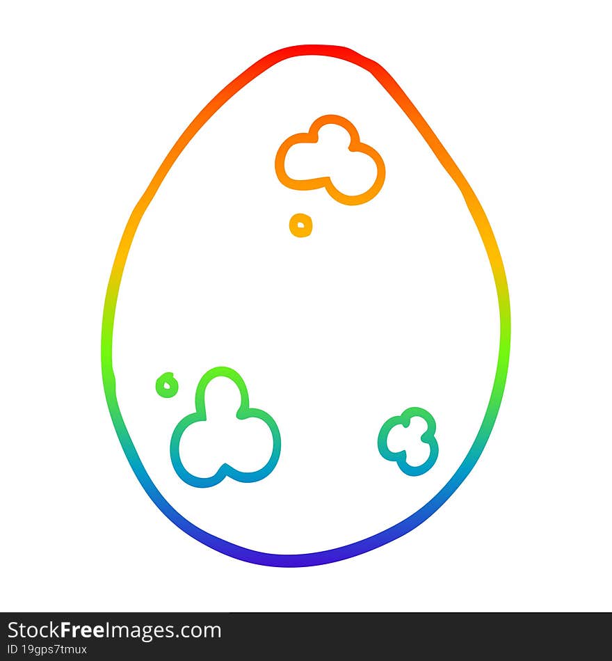 rainbow gradient line drawing of a cartoon egg