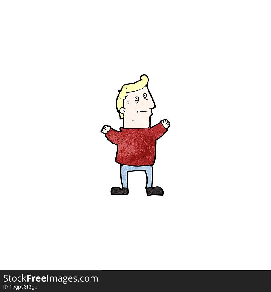 cartoon man raising arms