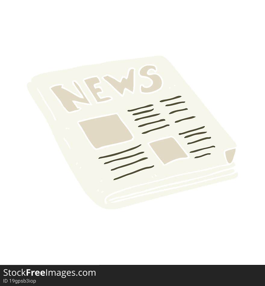 Flat Color Illustration Of A Cartoon Newspaper