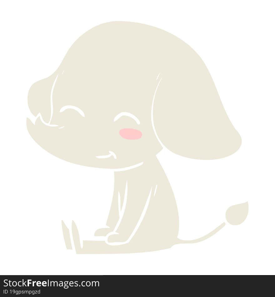 cute flat color style cartoon elephant sitting