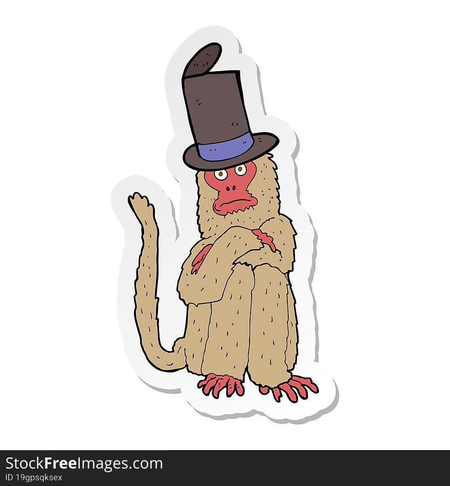 sticker of a cartoon monkey wearing hat