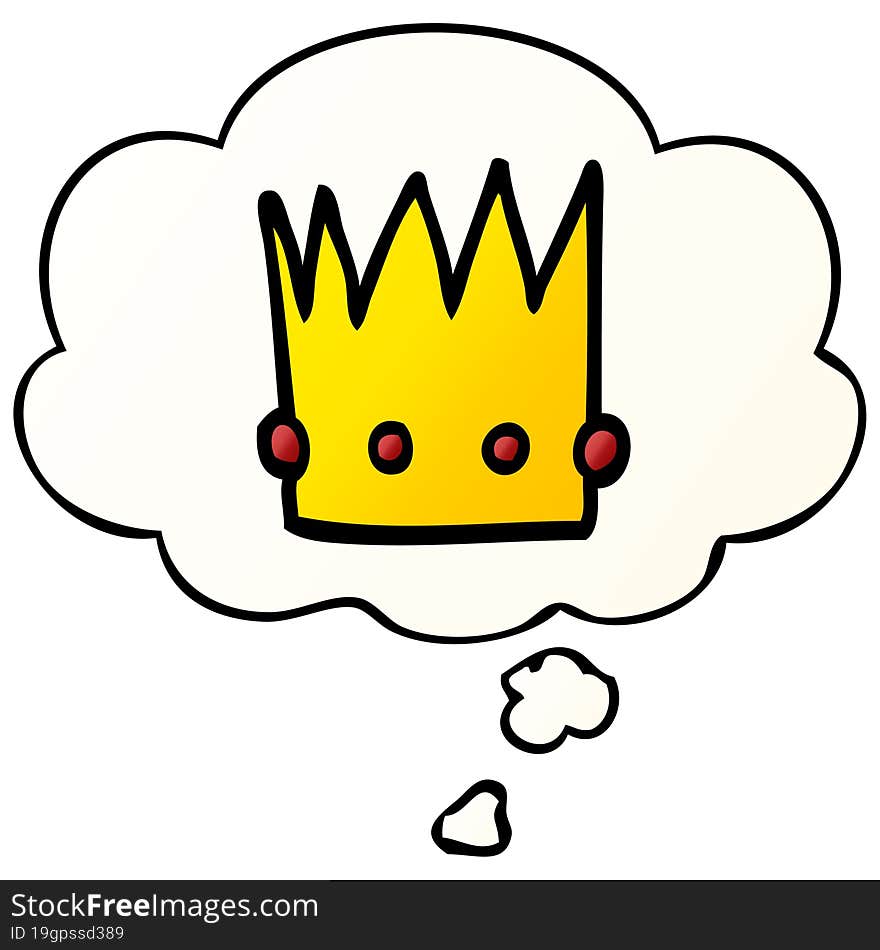 Cartoon Crown And Thought Bubble In Smooth Gradient Style