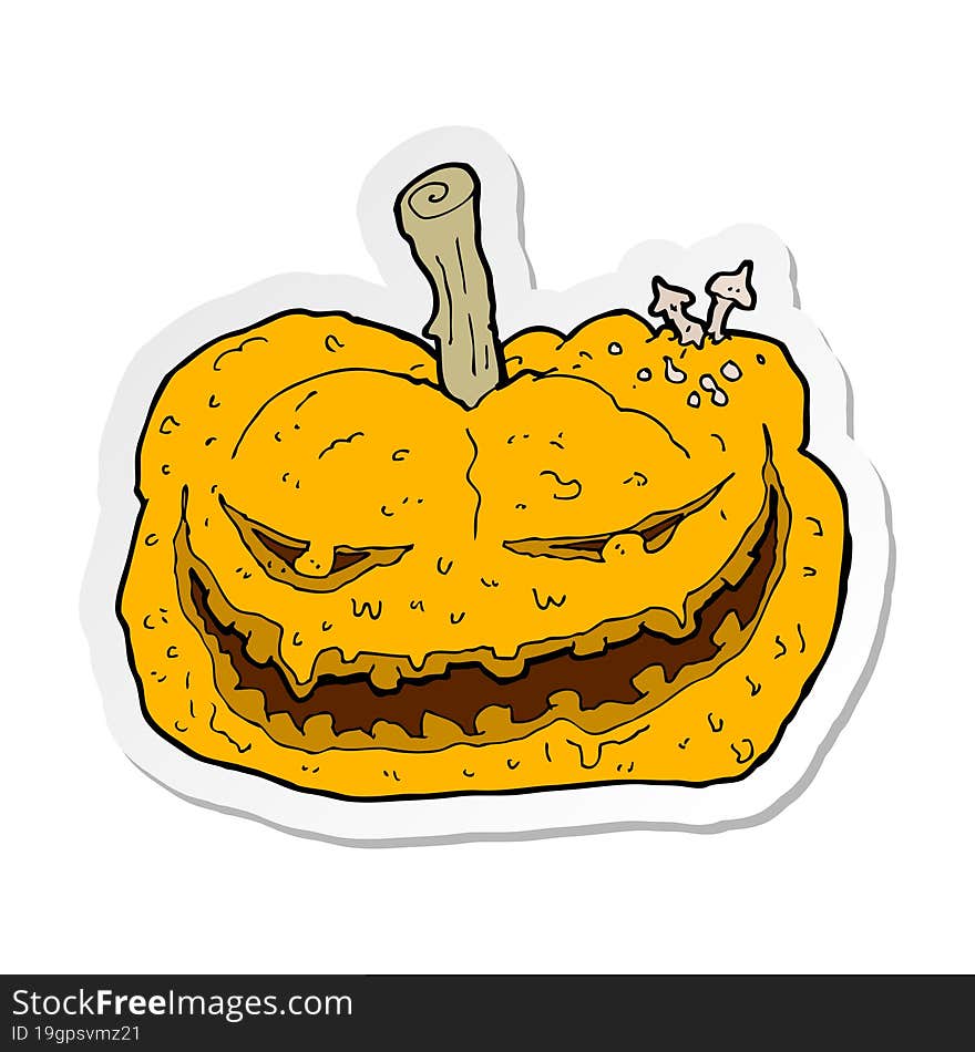 sticker of a cartoon halloween pumpkin