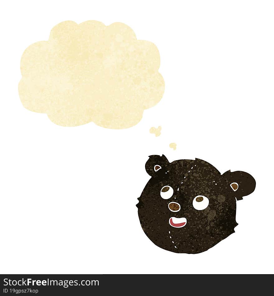 Cartoon Black Bear Face With Thought Bubble