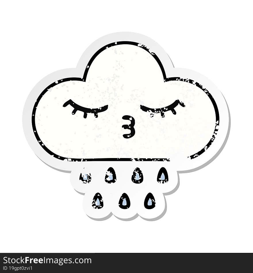 Distressed Sticker Of A Cute Cartoon Rain Cloud