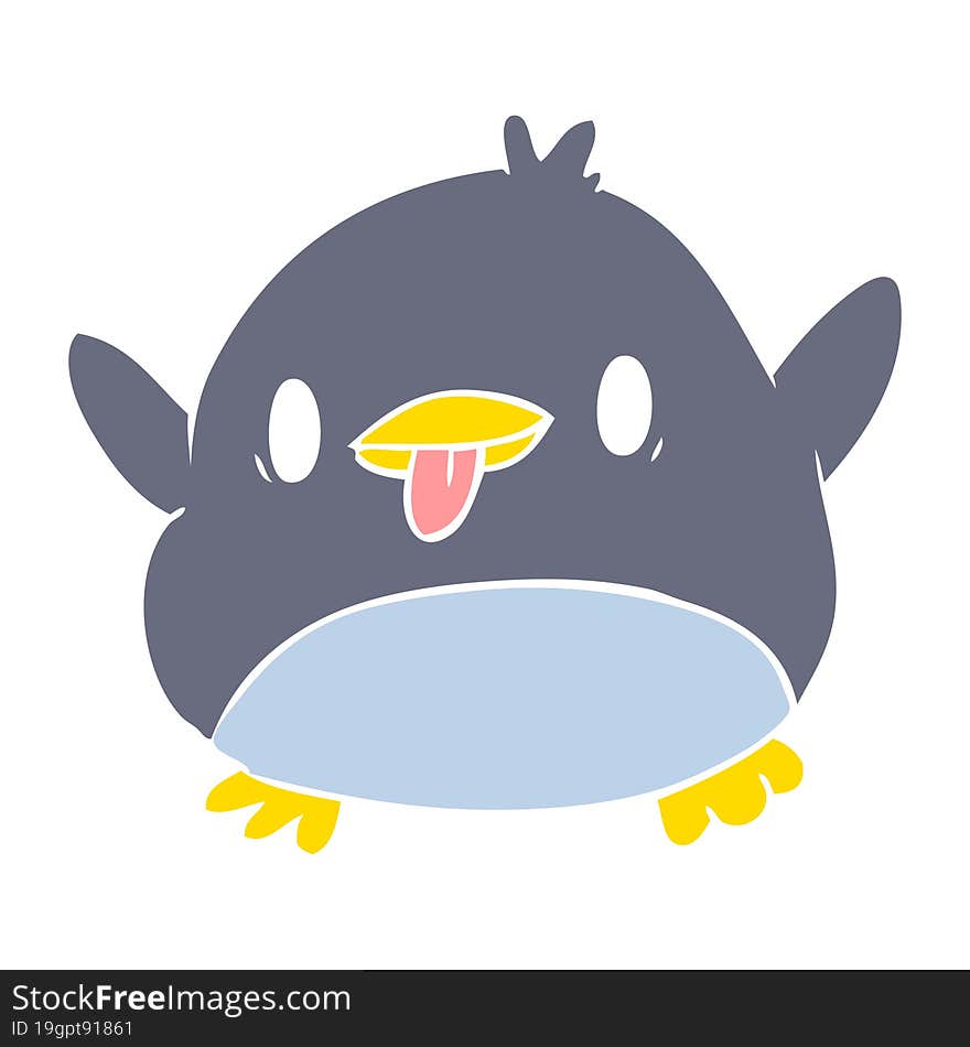 cute flat color style cartoon penguin