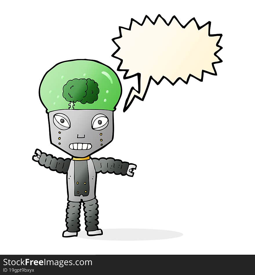 cartoon future robot with speech bubble