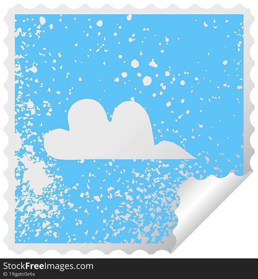 Distressed Square Peeling Sticker Symbol Cloud