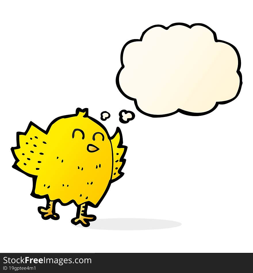 cartoon bird with thought bubble