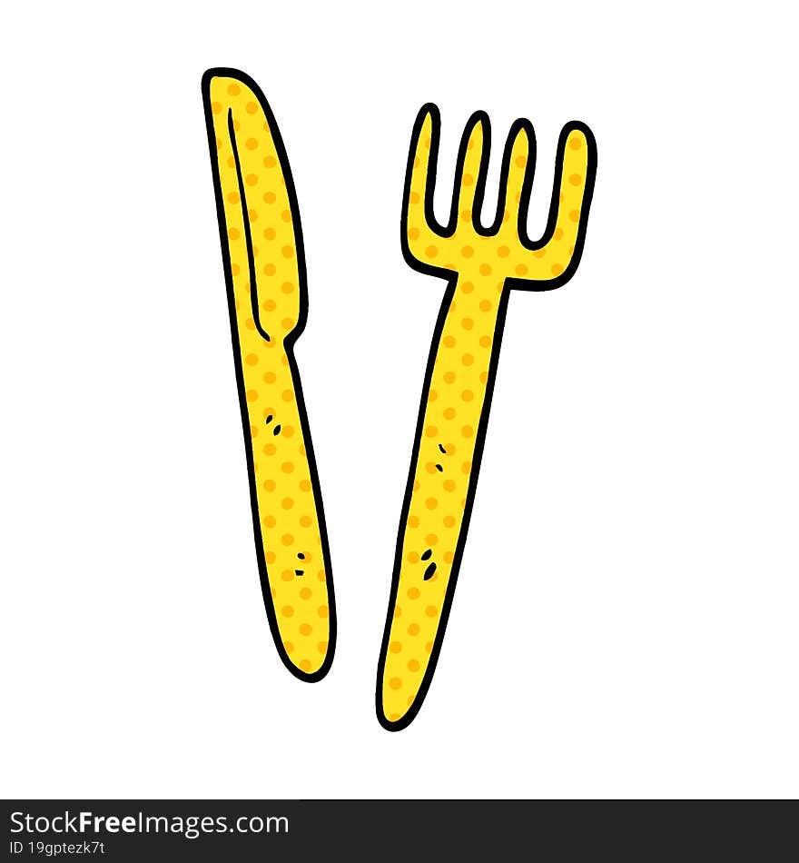 Cartoon Doodle Knife And Fork