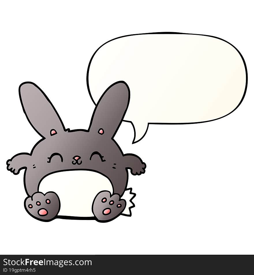 cartoon rabbit with speech bubble in smooth gradient style