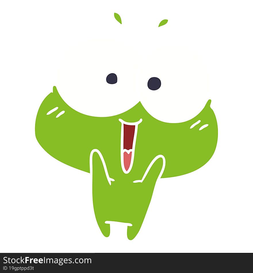 cartoon illustration kawaii excited cute frog. cartoon illustration kawaii excited cute frog