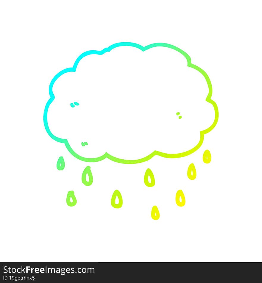 cold gradient line drawing cartoon rain cloud