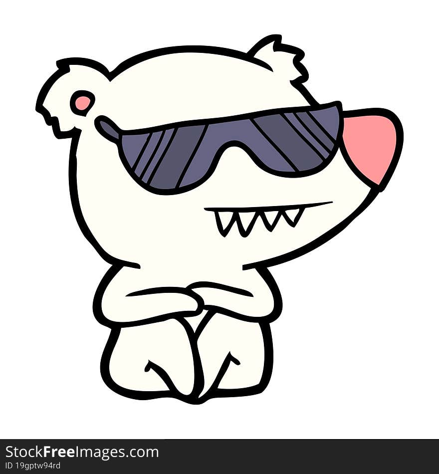 cool polar bear cartoon sitting. cool polar bear cartoon sitting