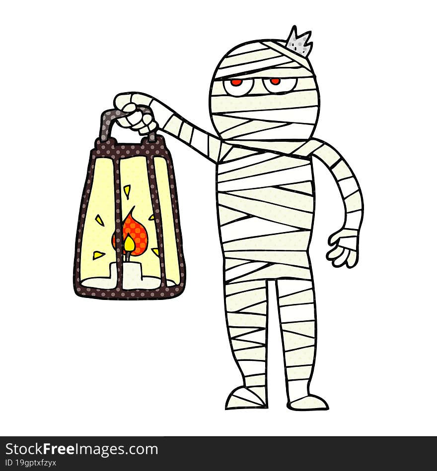 freehand drawn cartoon mummy