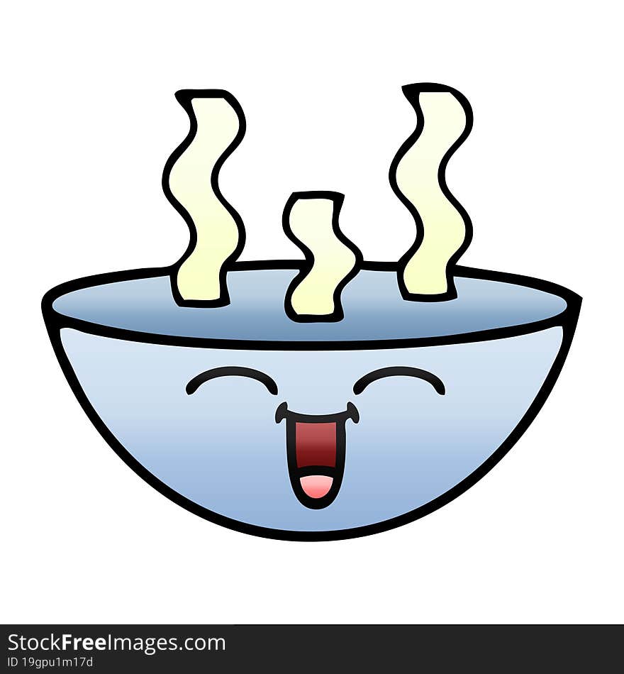 gradient shaded cartoon bowl of hot soup