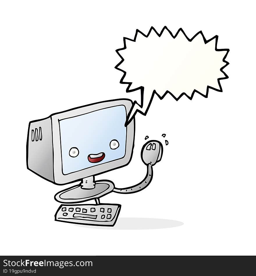 cartoon computer with speech bubble