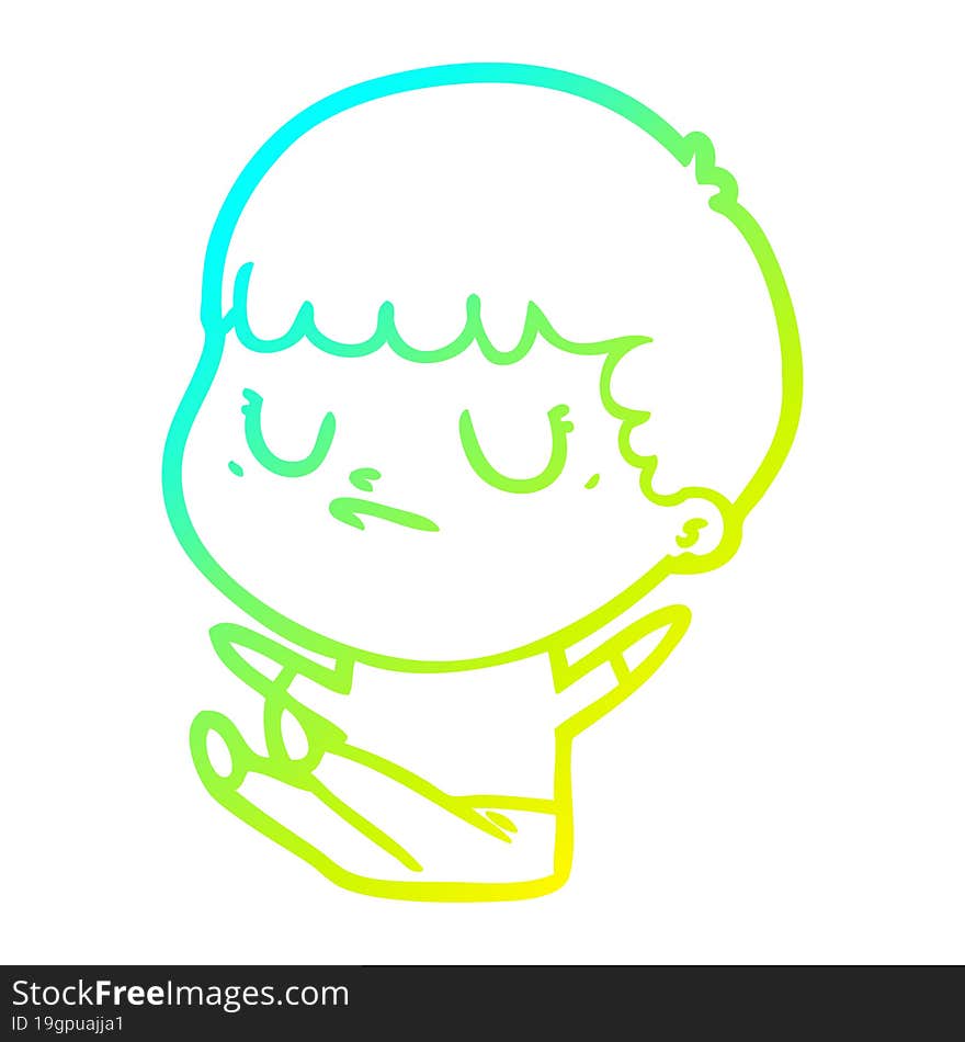 cold gradient line drawing cartoon grumpy boy