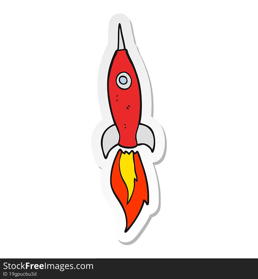 Sticker Of A Cartoon Rocket