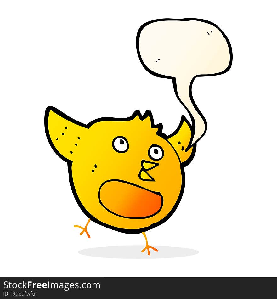 cartoon happy bird with speech bubble