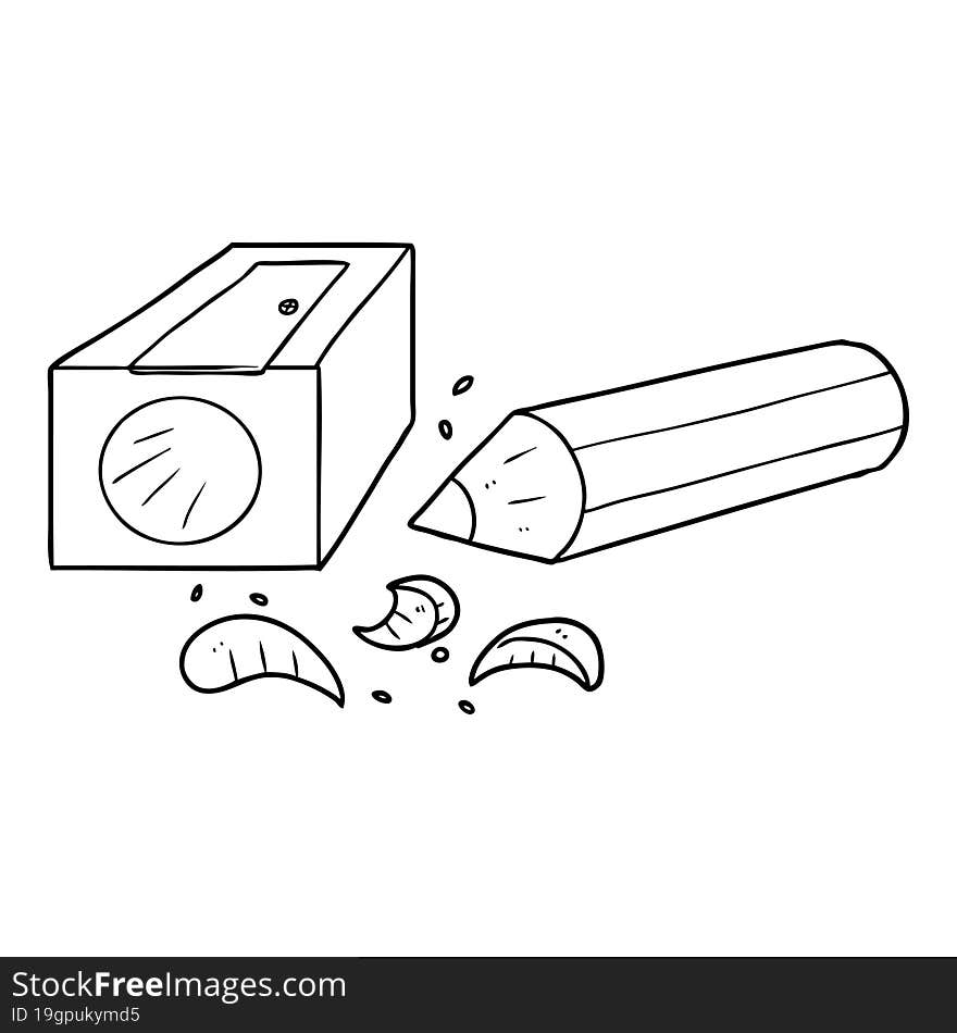 cartoon pencil and sharpener. cartoon pencil and sharpener