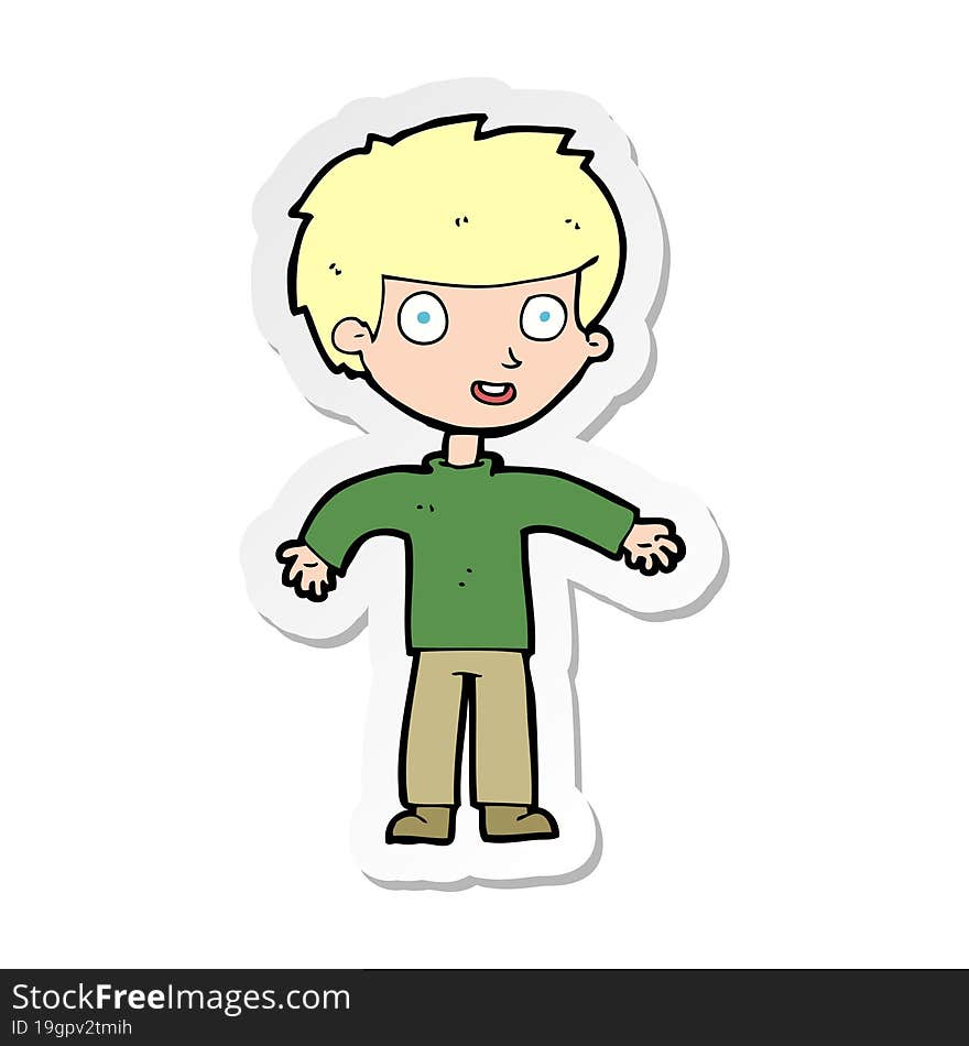 Sticker Of A Cartoon Happy Man